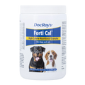 Doc Roy's® Forti Cal™,"White plastic jar with screw-top lid and dog images on label"
