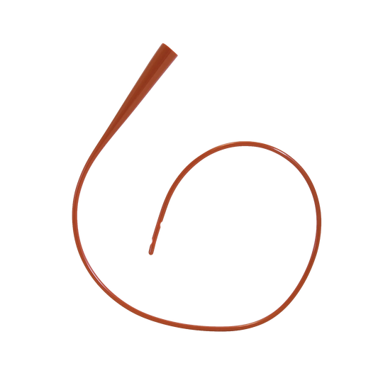 Sterile Feeding Tubes,"Coiled orange feeding tube with tapered tip"