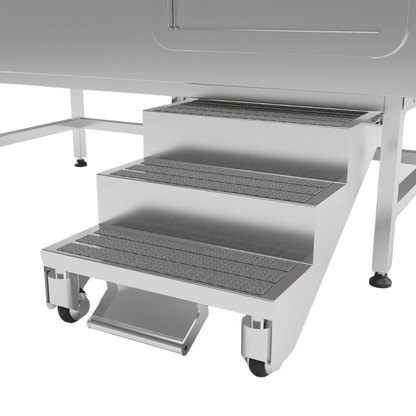 Dog Grooming Stational Tub with Lift-up Door Silver by Waggz,"Pull-out three-step stairs with caster wheels"