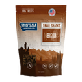 Trail Snacks: Freeze-Dried Raw Dog Treats,"Front of dog treat bag with bison graphic and clear treat window"