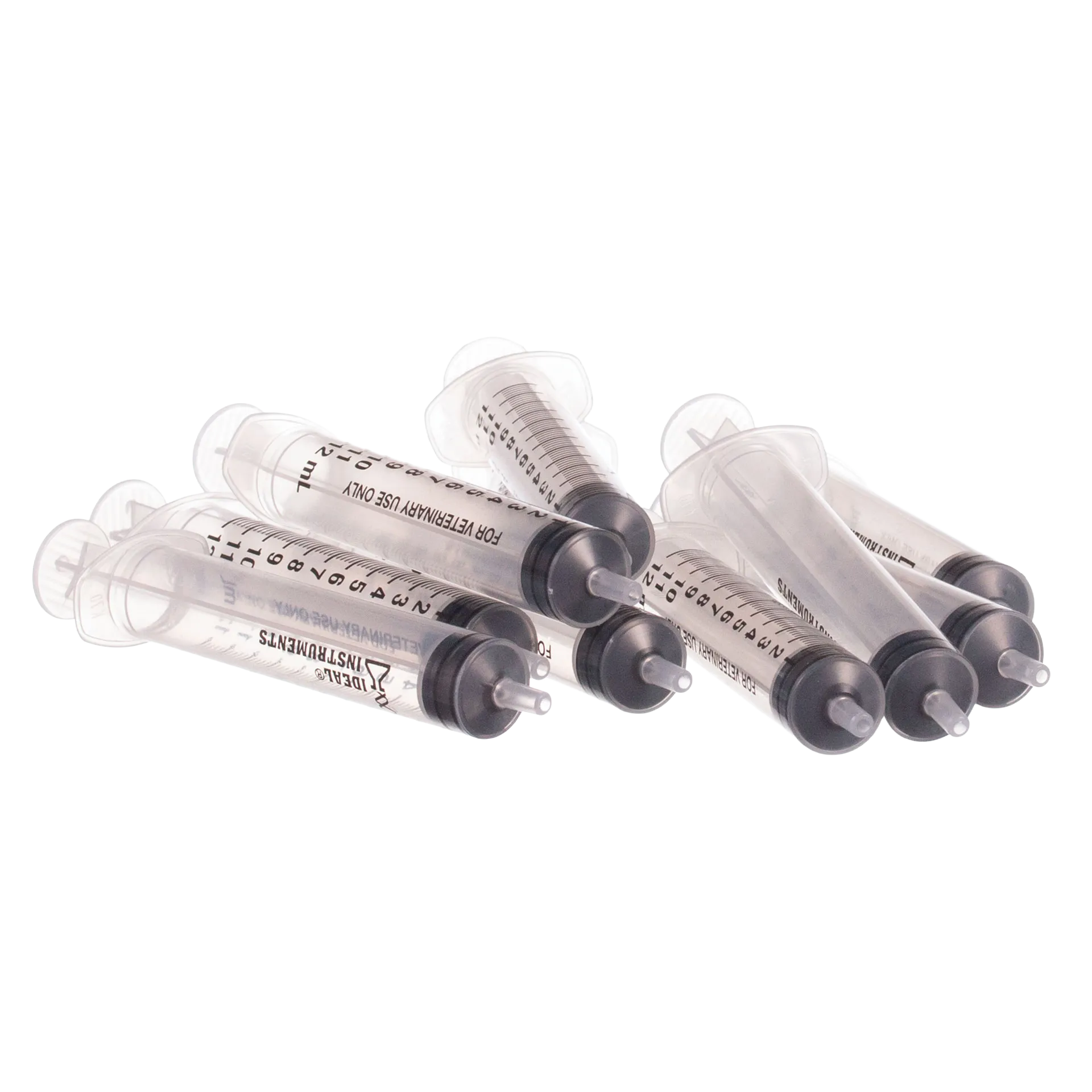 Large Syringes without Needles,"Grouped clear syringes with black plungers"