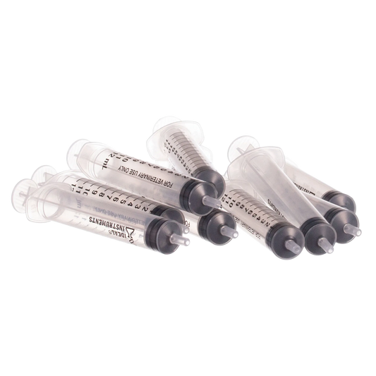 Large Syringes without Needles,"Grouped clear syringes with black plungers"