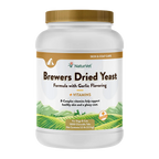 Brewers Dried Yeast Formula with Garlic Flavoring,"White supplement jar with gold cap and front label"