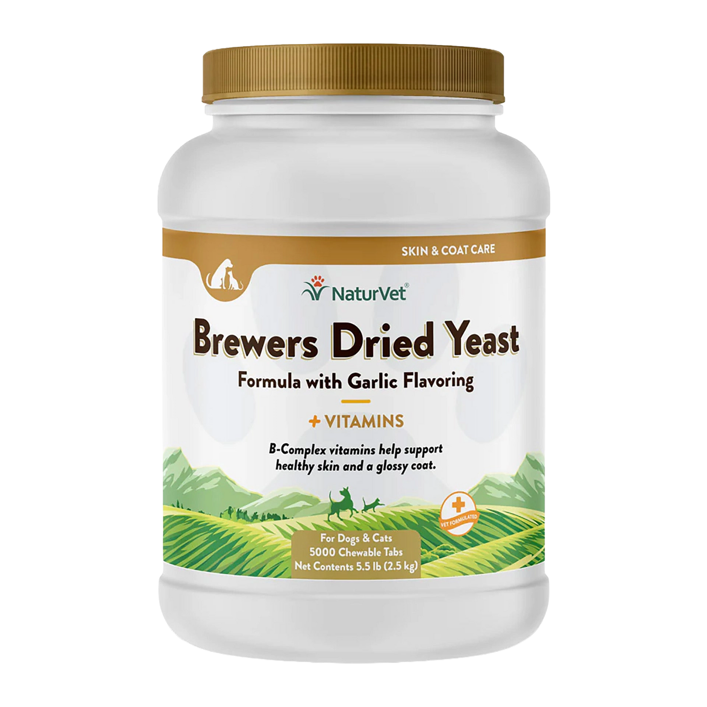 Brewers Dried Yeast Formula with Garlic Flavoring,"White supplement jar with gold cap and front label"