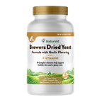 Brewers Dried Yeast Formula with Garlic Flavoring,"White supplement bottle with gold cap"
