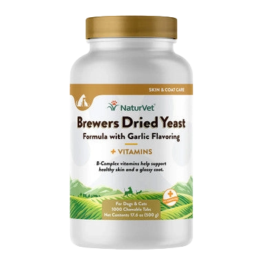 Brewers Dried Yeast Formula with Garlic Flavoring,"White supplement bottle with gold cap"