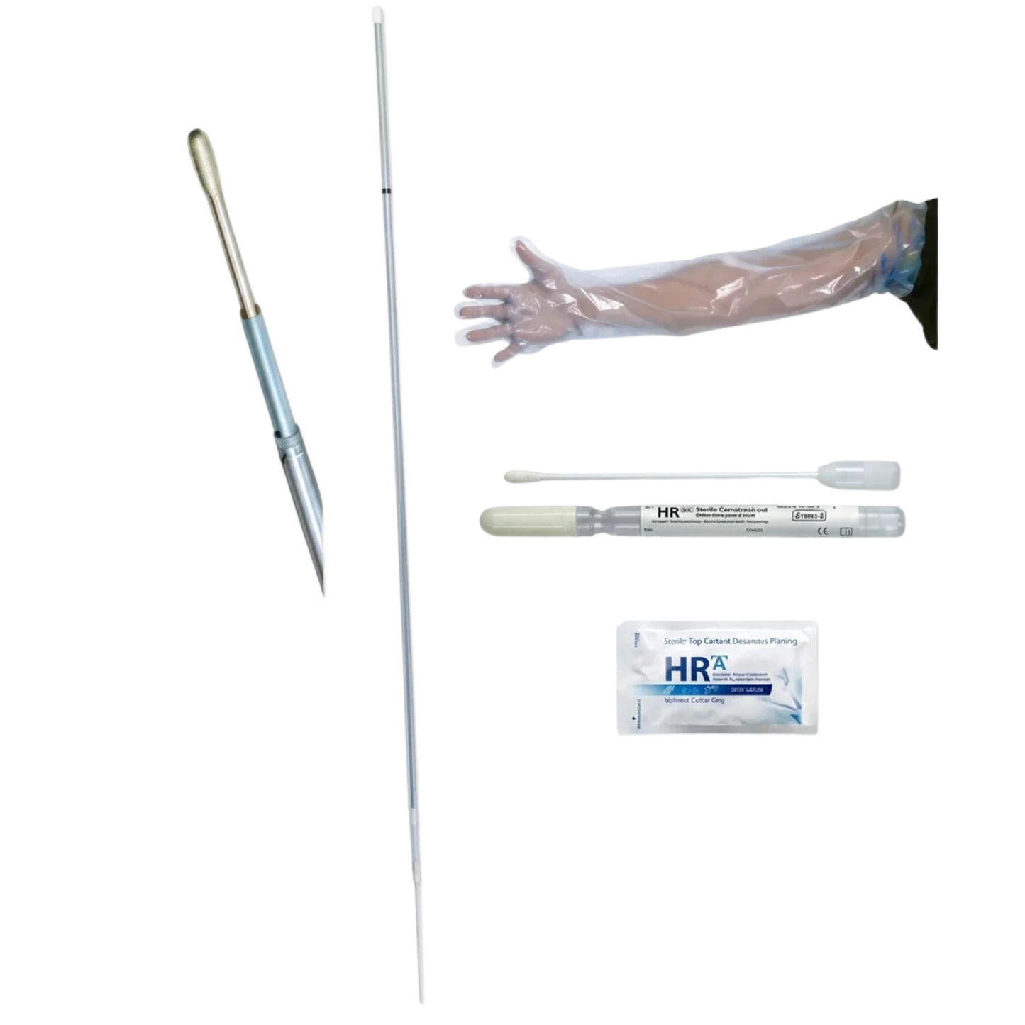 Sterile Culture Kit,"Long swab, collection tube, and clear sleeve glove"