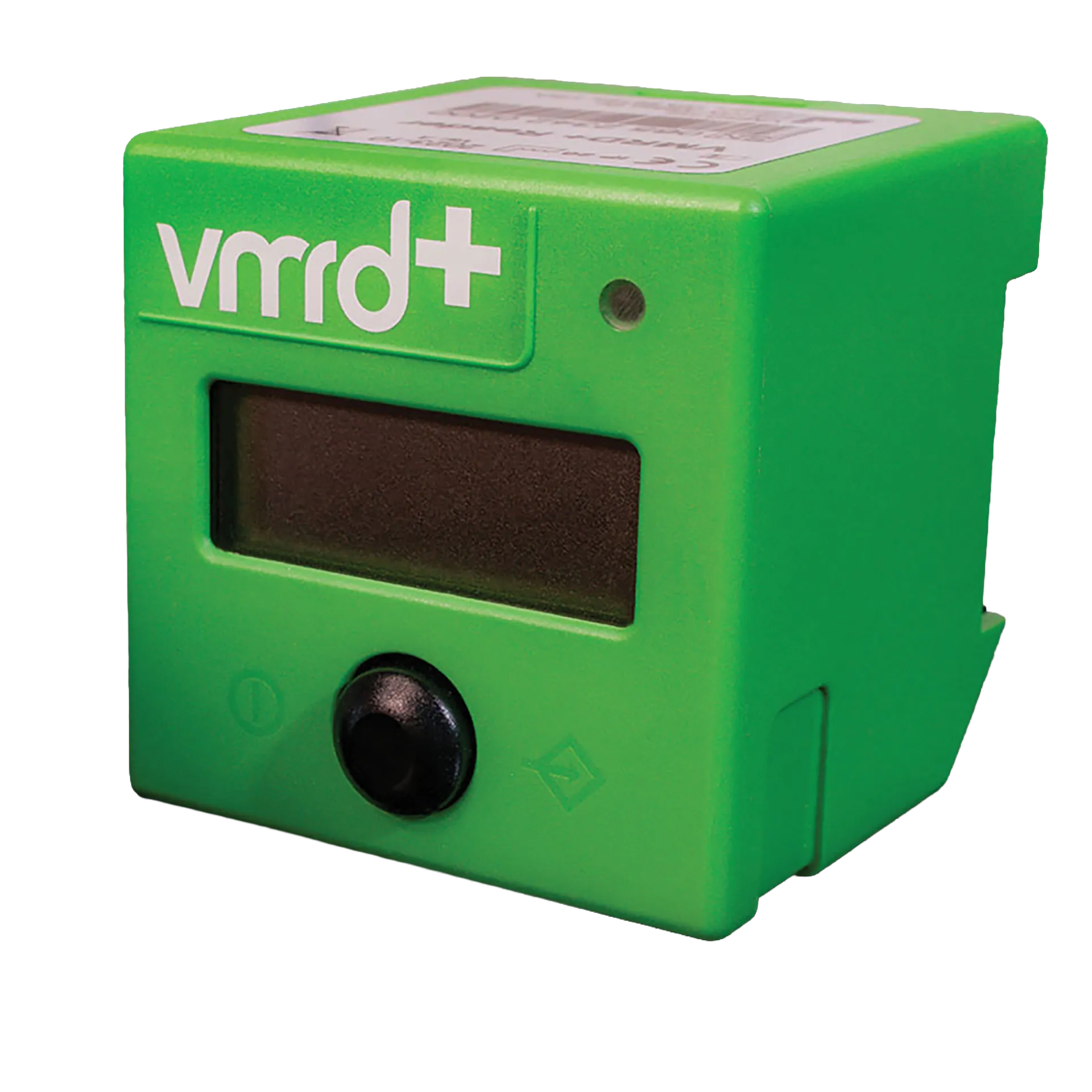 VMRD+ Reader,"Green reader unit with display window and black front sensor"