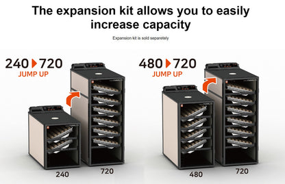 Maru 240D Incubator by Rcom USA,"Two incubator units with stacked egg trays comparison image"