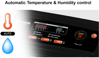 Maru 240D Incubator by Rcom USA,"Close-up of incubator control panel with temperature and humidity display"