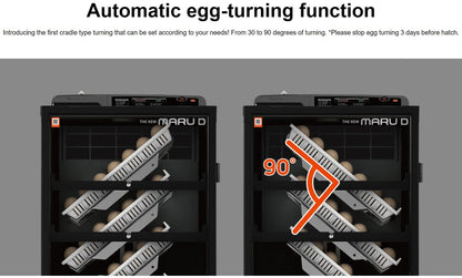 Maru 240D Incubator by Rcom USA,"Dual incubator view with angled egg trays"