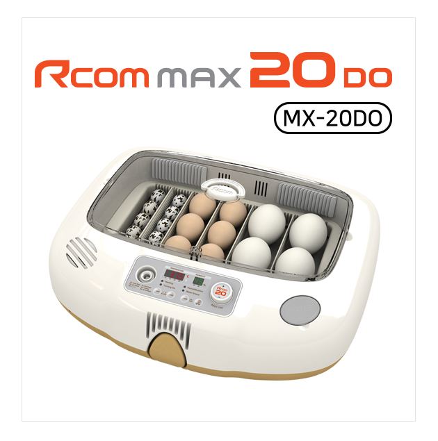 Max-20 DO Incubator by Rcom USA,"Egg incubator with open lid and eggs inside"