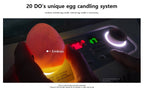 Max-20 DO Incubator by Rcom USA,"Hand holding illuminated egg over built-in candling light"