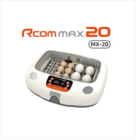 Max-20 Incubator by Rcom USA,"Egg incubator with clear lid and eggs inside"