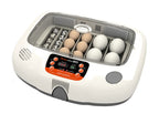 Max-20 Incubator by Rcom USA,"White egg incubator with clear lid and mixed egg tray"