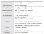 Max-20 Incubator by Rcom USA,"Product specification table image"