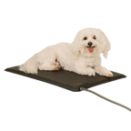 Lectro-Kennel® Heated Pad & Cover,"Black heated pad with attached cord under small white dog"