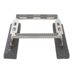 Floating Straw Rack,"Metal rack with black foam pontoons and slotted holders"