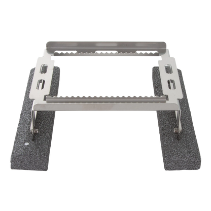 Floating Straw Rack,"Metal rack with black foam pontoons and slotted holders"