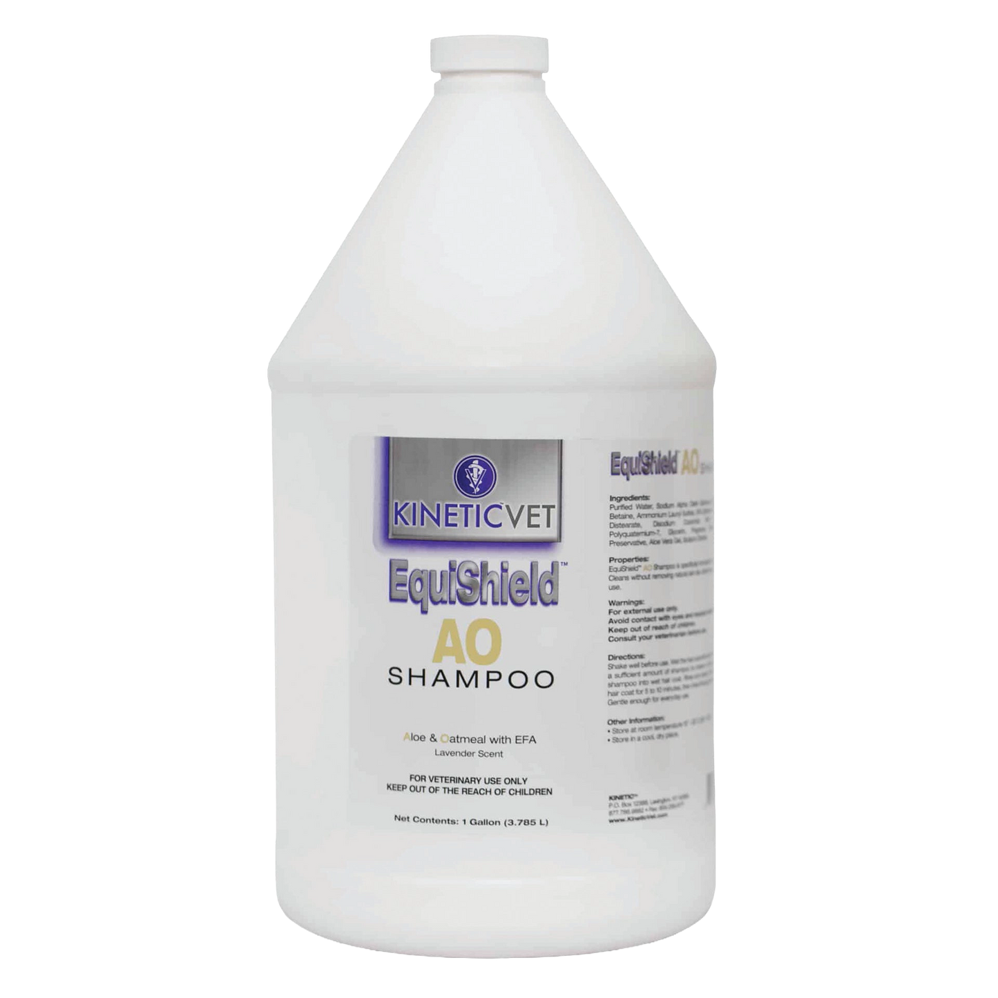 EquiShield® AO (Aloe & Oatmeal) Shampoo,"Front view of gallon shampoo bottle with screw cap"