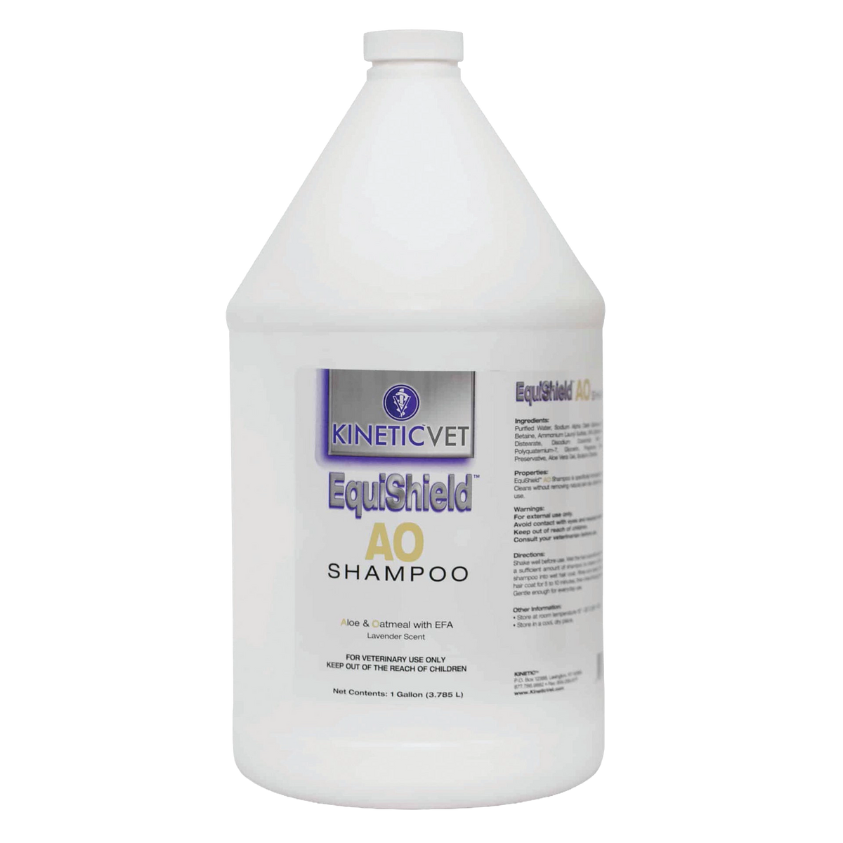EquiShield® AO (Aloe & Oatmeal) Shampoo,"Front view of gallon shampoo bottle with screw cap"