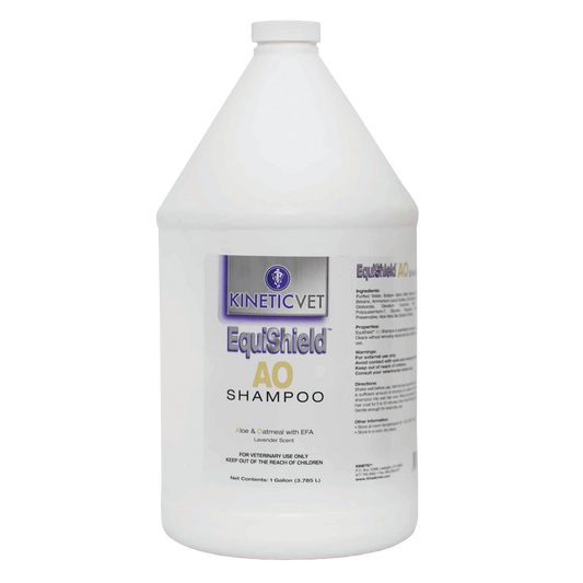 EquiShield® AO (Aloe & Oatmeal) Shampoo,"Front view of gallon shampoo bottle with screw cap"