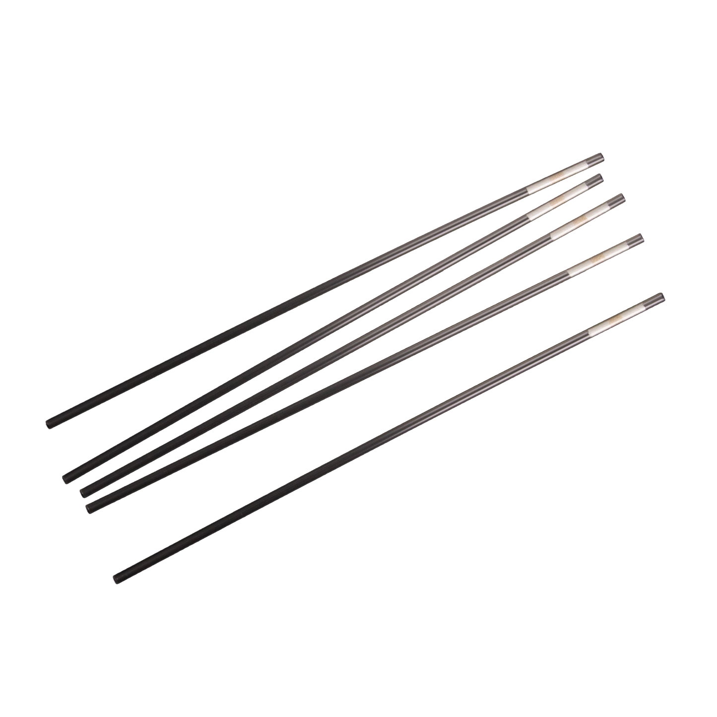 Straw, Radiated,"Five straight dark plastic straws"