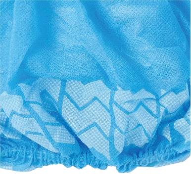 Spunbonded Polypropylene Nonskid Shoe Covers,"Blue shoe cover with white nonskid tread pattern"