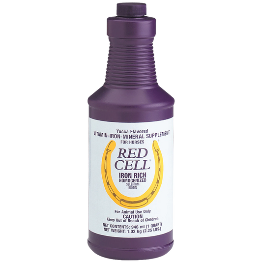 Red Cell®,"Purple bottle with white label and yellow horseshoe graphic"