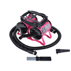 K-9 III Dog Dryer With FREE Water Peeler,"Pink dog dryer with black hose and two nozzle attachments"