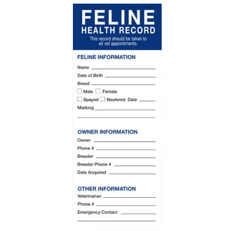 Revival Health Records for Dogs and Cats,"Cat health record form pad"