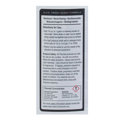 KOE® Kennel Odor Eliminator,"Back label with directions and warning panel"