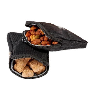 Mobile Dog Gear Pet Carrier Plus,"Two zippered treat pouches filled with dog food and biscuits"