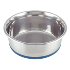 Heavy Premium Pet Dishes,"Stainless steel pet dish with blue base ring"