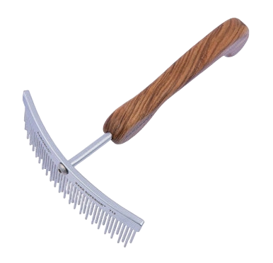 Aaronco Rake Superior Staggerd Shedder,"Metal shedding rake with woodgrain handle"