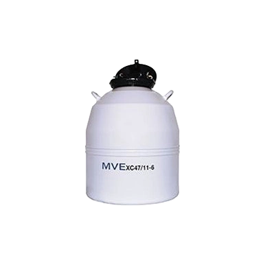 MVE XC 47/11-6,"White cylindrical storage tank with black lid"