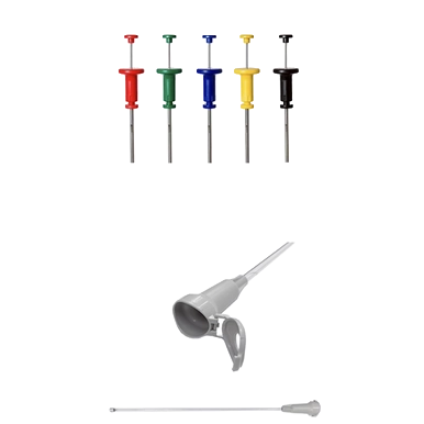 WTA A.I. Autolock Universal Rod,"Angled close-up of rod with color-coded handles"