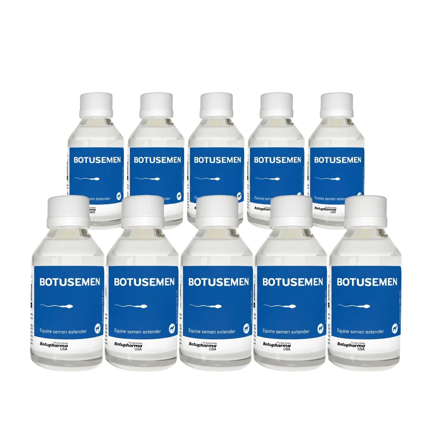 BotuSemen Standard,"Ten white bottles with blue labels in two rows"