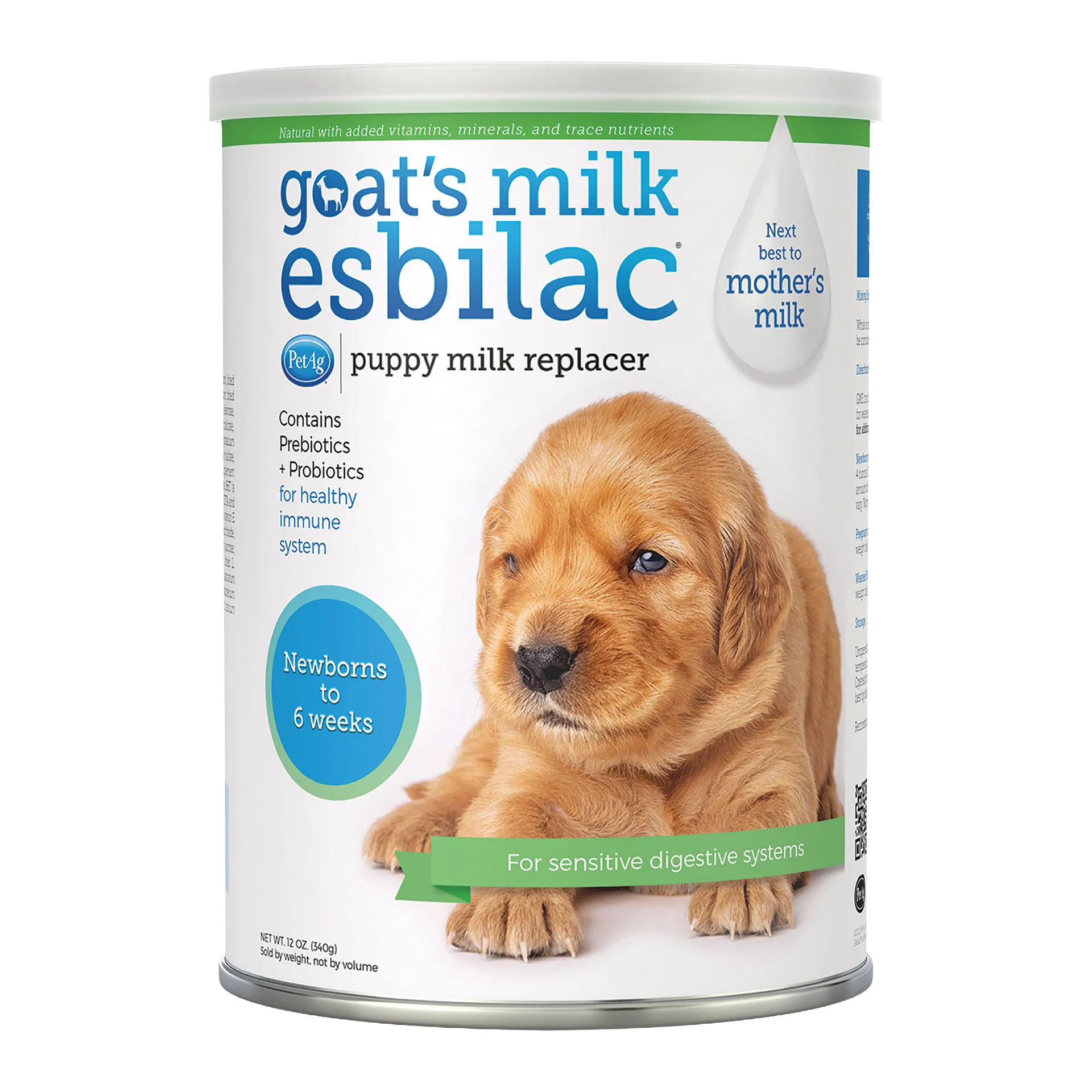 Goats Milk Esbilac® Puppies,"Front-view canister with puppy image"