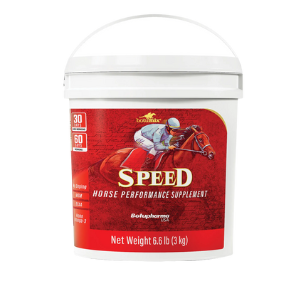 BotuMix Speed Powder,"White tub with red horse racing label"