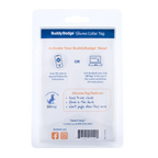 BuddyID® BuddyBadge® Silicone Collar Tag,"Back of blister package with activation instructions and barcode"