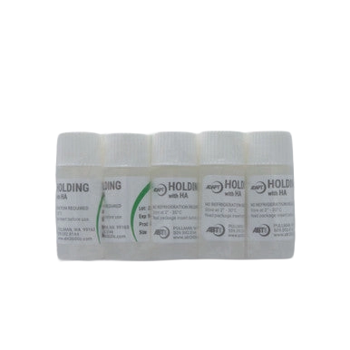 ABT360 Holding Media Adapt with HA,"Five labeled vials with white caps"