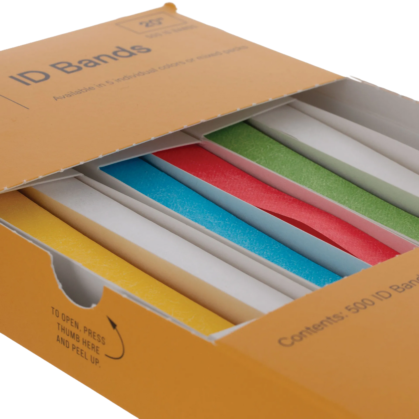 KVP ID Bands,"Open box with assorted colored ID bands"
