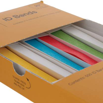 KVP ID Bands,"Open box with assorted colored ID bands"