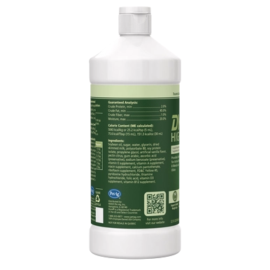 Dyne® Supplement for Dogs and Puppies,"Back view of white bottle with green label"