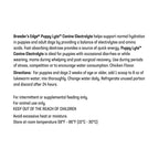 Breeder's Edge® Puppy Lyte™ or Kitten Lyte™,"Back label view of product container with directions and storage information"