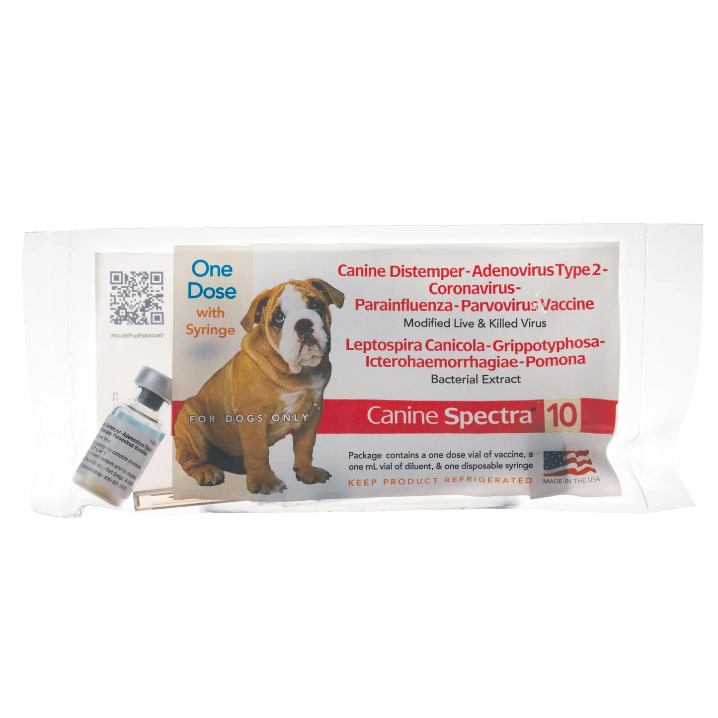 Canine Spectra® 10 Dog Vaccine,"Vaccine box with puppy image, vial and syringe"