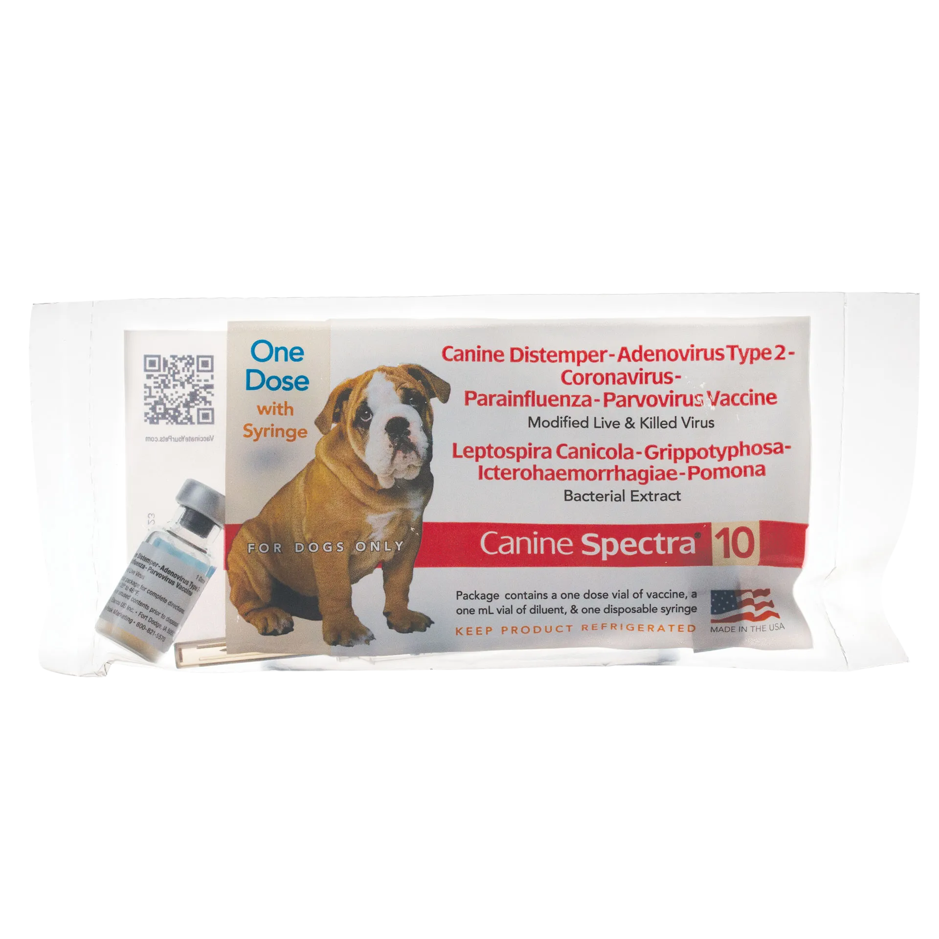 Canine Spectra® 10 Dog Vaccine,"Vaccine box with puppy image, vial and syringe"