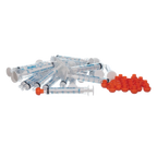 O-Ring Syringe,"Clear syringes with orange caps"