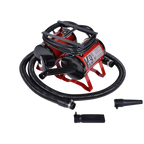 K-9 III Dog Dryer With FREE Water Peeler,"Red dog dryer with black hose and two nozzle attachments"